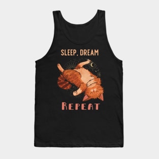 Sleep, Dream, Repeat - Red lazy Cat Tank Top